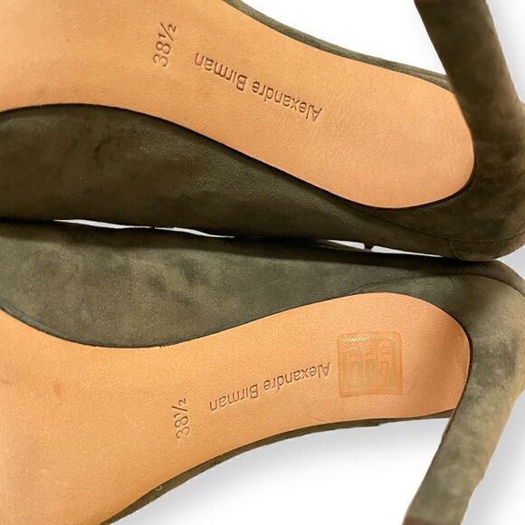 ALEXANDRE BIRMAN Olive Green Suede Cage Heels.    |Size:37.5| - Picture 7 of 12